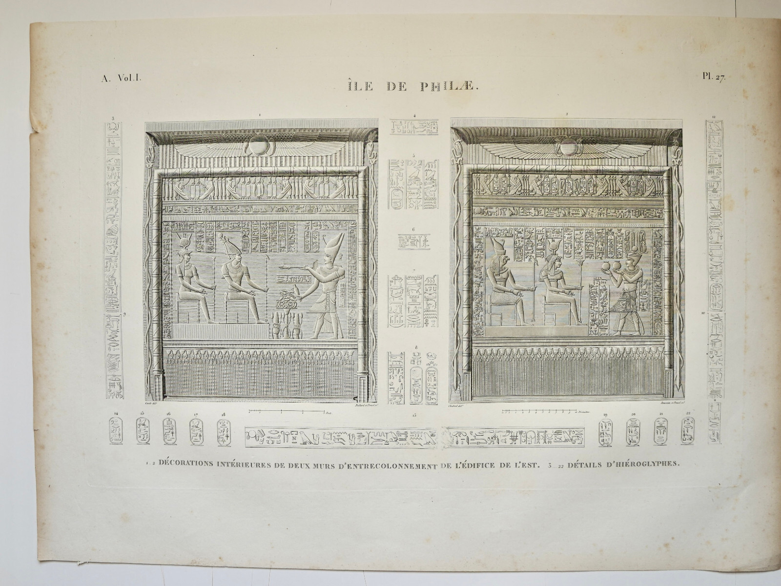 DESCRIPTION EGYPTE NAPOLEON ORIGINAL 1821 ILE DE PHILAE. (pl. 27, A. vol. I).