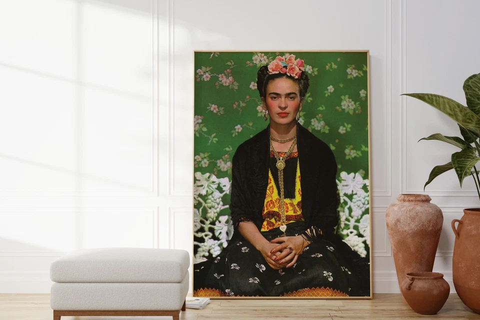Impresión de papel tapiz sobre autorretrato de Frida Kahlo, obra de artista popular moderna Foto 2 de 4