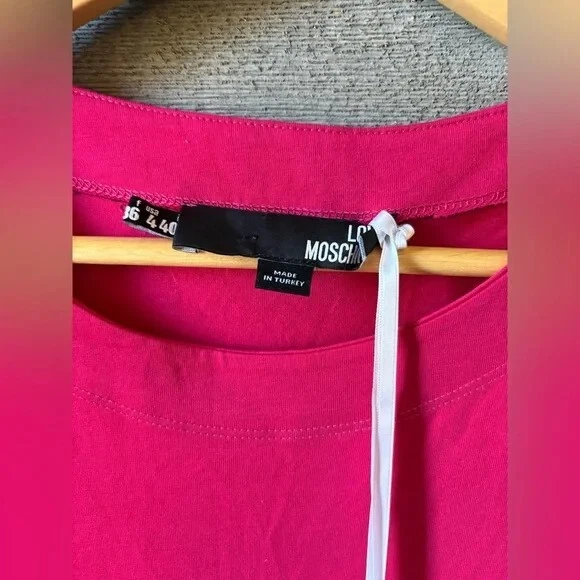 Mini abito Love Moschino in cotone rosa nuovo con etichetta IT taglia 40