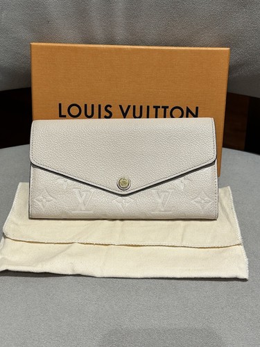 Authentic Louis Vuitton Ivory Empreinte Sarah Long Wallet