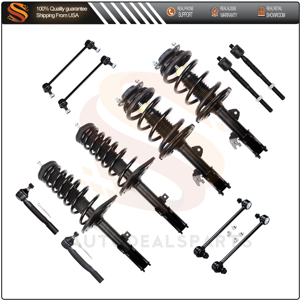 2007-2011 Toyota Camry Front Rear Struts Coil Springs Tie Rods Sway Bars Kit