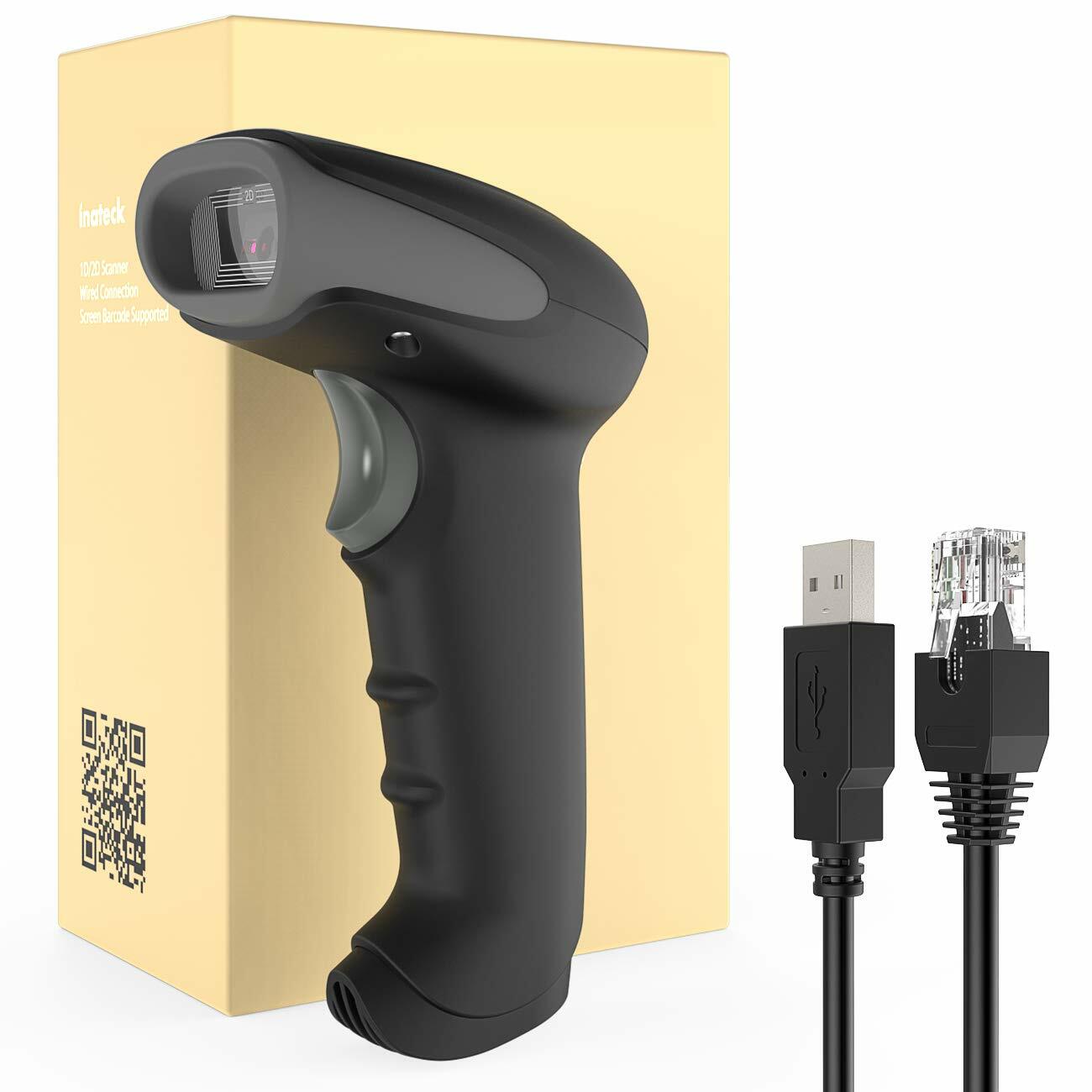 Inateck 2.4G Handheld 2D USB Wired Barcode Scanner Reader Scan fr Windows Mac OS