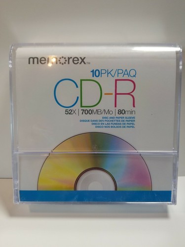 Memorex CD-R Pack Of 10 Discs And Sleeves 52x 700MB 80 Minutes New Sealed