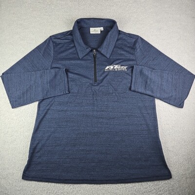 FS1 Truck 1/4 Zip Pullover Collared Shirt Womens Medium Blue Made in USA Nascar