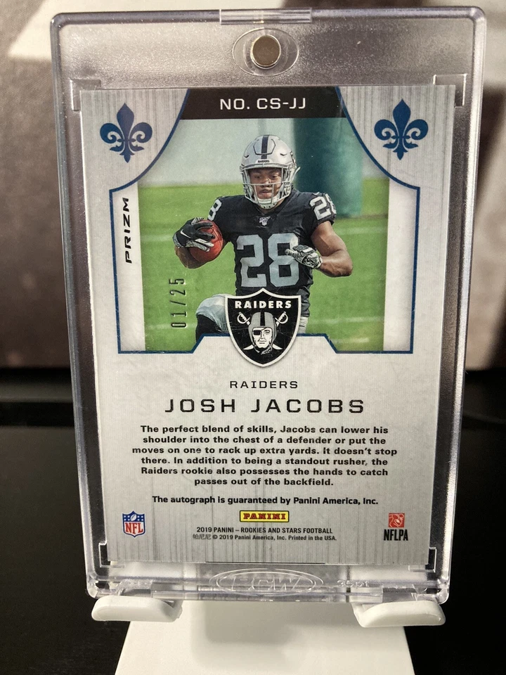 Josh Jacobs 2019 Rookie Autograph Panini Crusade Rookies & Stars 01/25 Raiders - Image 3 of 4