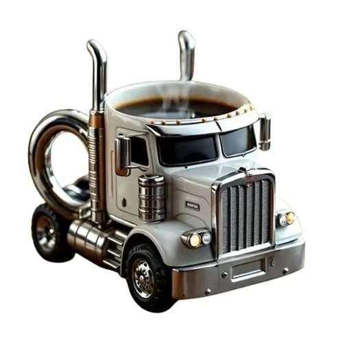 Handcrafted Semi-Truck Coffee Mug Stainless Steel Coffee Cup Men Gift - Picture 11 of 19
