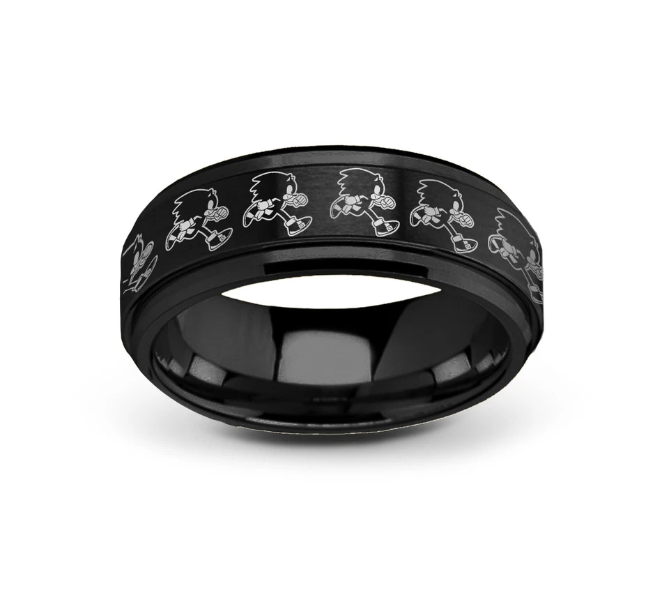 Sonic The Hedgehog Spinner Ring, Sonic Ring, Tungsten Carbide Wedding Ring - 8mm - Image 2 of 3