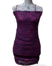 UDT fashion Un Deux Trois Fitted Ruched Dress Purple Lace Ruched Dress Women 1 P