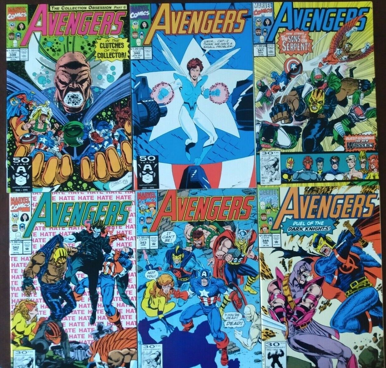  Avengers #339 #340 #341 #342 #343 #344 Marvel 1st App. Gatherers New Swordsman