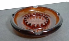 Vintage Tiara Indiana Glass  8” AMBER Table Ashtray Cigers Tobacco