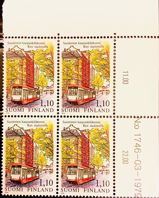 #ad Finland #Mi840 MNH 1979 Clean City Traffic UR Corner Block 618 $1.99