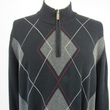 Club Room Sweater Men's XL Argyle Pima Cotton Grampa Core 1/4 Zip Casual Golf