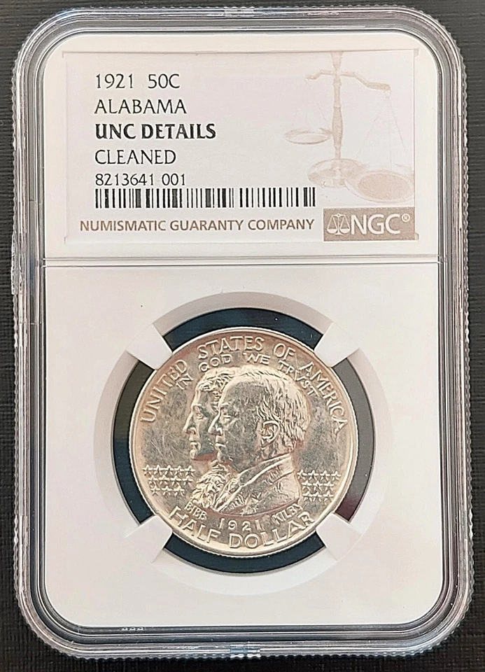 1921 50 C  Alabama , NGC Unc. details  , nice silver coin    #1924, #61-17 - Image 2 of 4