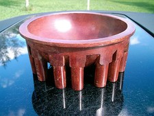 7.75" Vintage Wooden Round Dark Wood Bowl 16 Pedestal Design See it  rare