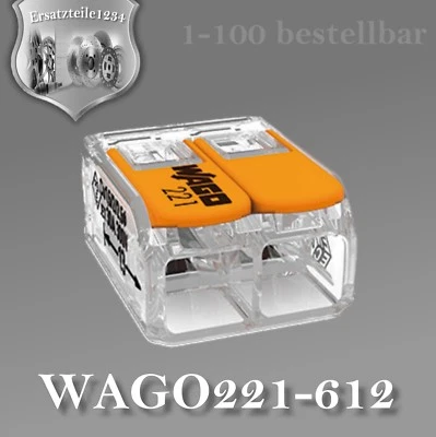 💡 Wago 221-612 6qmm Klemmen Hebel Verbindungsklemme 2polig Compact transparent