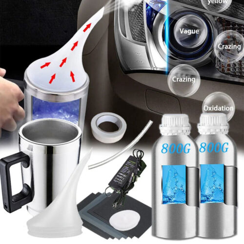 2×800ml Headlight Repair Cleaning Kit Car Headlight Cleaner Treatment Polishing