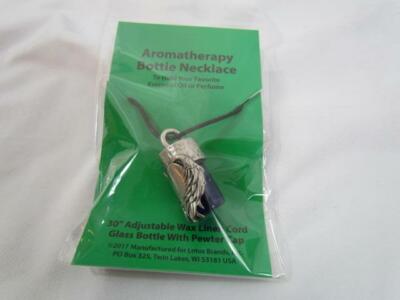 NIP Aromatherapy Bottle Necklace Wings Surrounding a Heart 30'' Adj Wax Cord