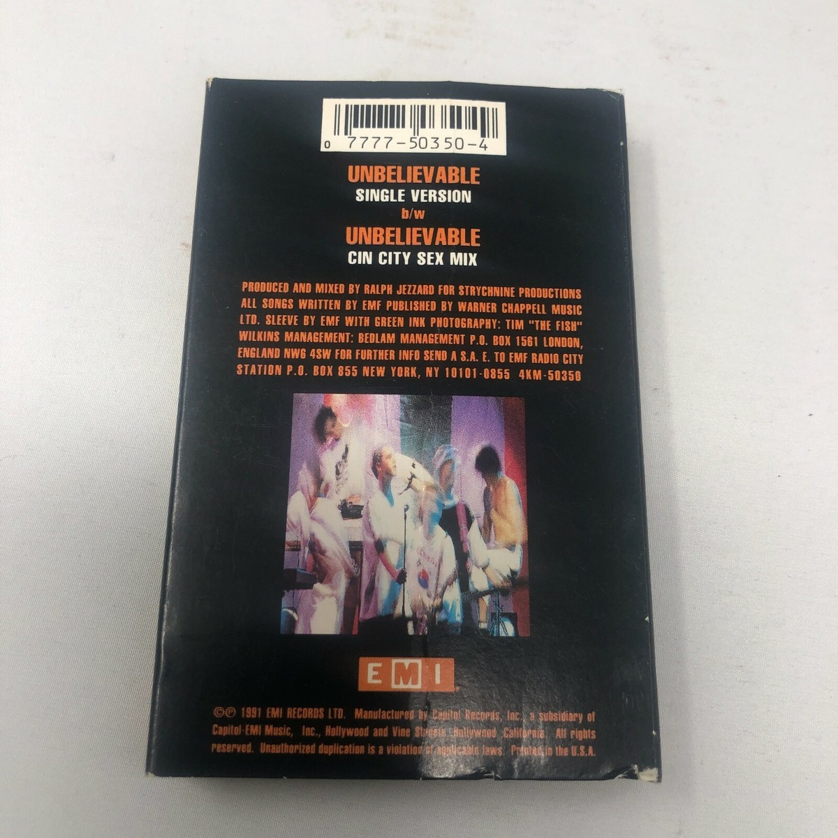 Vintage EMF Unbelievable Cassette Single Cin City Sex Mix 1991 77775035049  | eBay