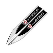 2pcs Umbrella 3D Car Side Fender Rear Trunk Emblem Badge Sticker Chrome/Black