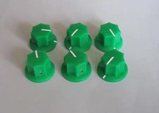 6x Brass Insert USA Size 1/4" Large Jazz J Bass Knobs MXR Style Knob Green
