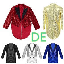 DE Kinder Jungen Jacke Pailletten Frack Jacke Festlich Hochzeit Smoking Anzug