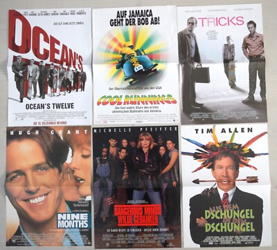 E374 6x Kinoplakate COOL RUNNINGS / OCEAN'S TWELVE / TRICKS  DANGEROUS MINDS etc