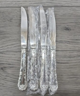 Wm Rogers & Son Silverplated Enchanted Rose Modern Solid Dinner Knife - Set of 4