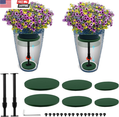 2 Pack Adjustable Height Plant Risers for inside Pots, 12-21'' Planter Inserts fo