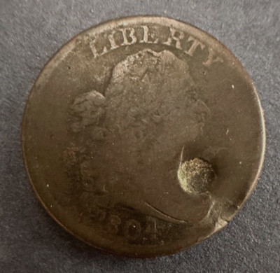 1804 US Half 1/2 Cent -- Crosslet 4 with Stems on Wreath Variety, Damaged