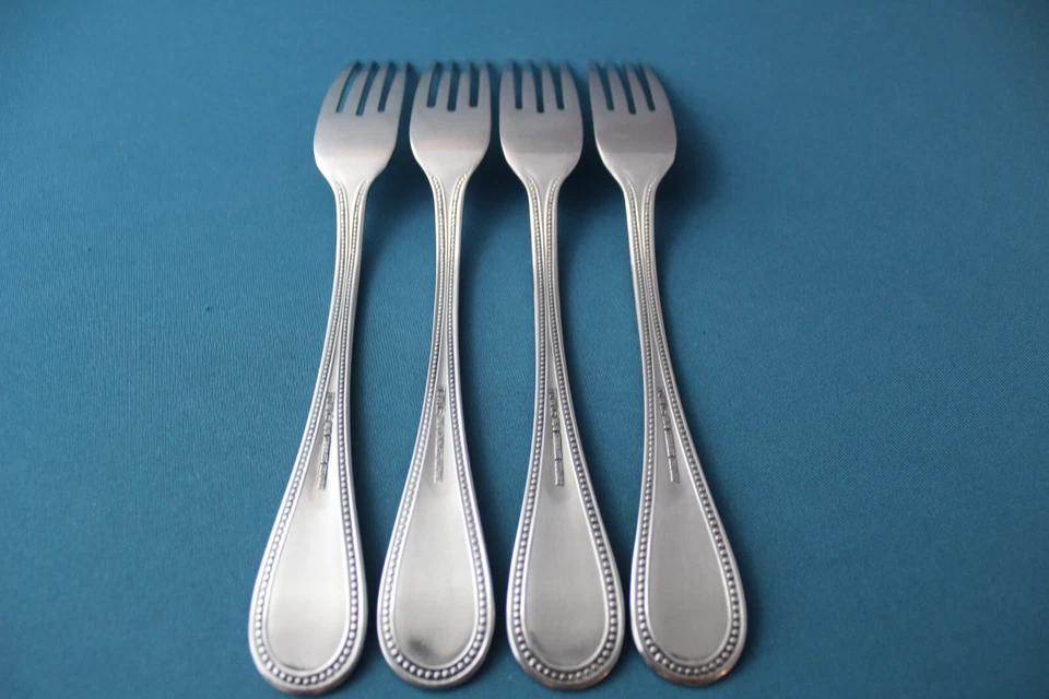 4 Tenedores de Cena Toalla CUENTAS ANTIGUAS Satinado 18/8 Acero Inoxidable Alemania 8" Foto 4 de 4