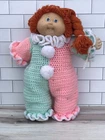 VTG. CABBAGE PATCH KIDS Crocheted Outfit, RED BRAIDS AND ONE TOOTH! Collectible