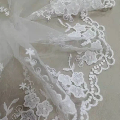 1 Yard Weiße Spitze Stickerei Milch Seide Brautkleid Baumwolle Öse Kleidung DIY - Bild 1 von 4
