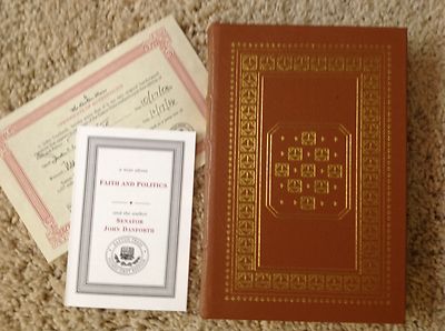 (SSG) Senator JOHN DANFORTH Signed 1st Edition Easton Press - Faith And Politics