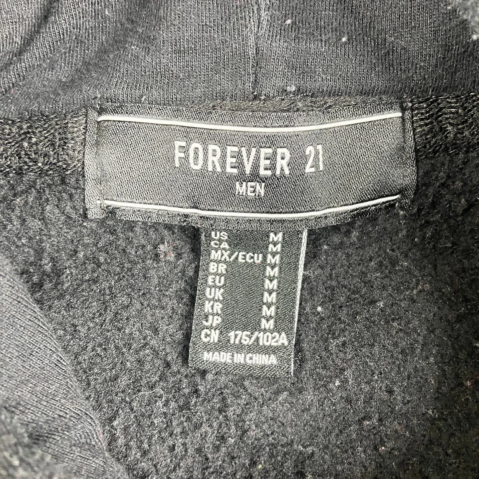  Forever 21 Hombres Sudadera con Capucha Talla M Negra Bordada Tigre Pullover Sudadera Y2K Foto 2 de 4