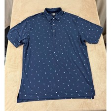 FootJoy ProDry Golf Polo Shirt Men's Size XL Navy Blue AOP Novelty Print EUC