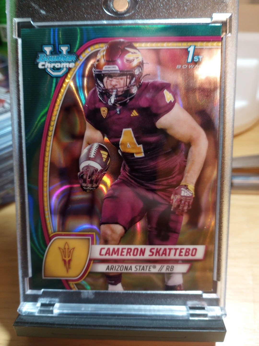 2024 Bowman University Chrome - Cameron Skattebo #37 Teal Lava Refractor (RC)