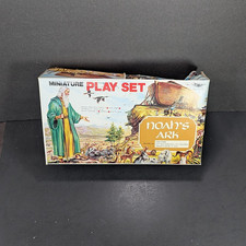 Vintage 1970s Noah's Ark Playset Retro Toy Boat with Miniature Animal Figures