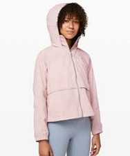 Lululemon Always Effortless Jacket SZ 10 Pink Full Zip Water Repellant Hooded