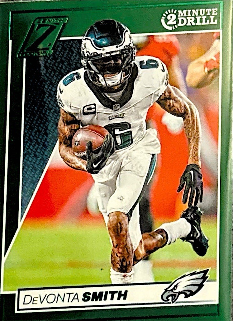 2024 Panini Zenith - Devonta Smith #81 Green Color Match 2 Minute Drill Eagles