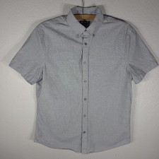 Express Men's Size M Light Gray Short Sleeve Button Down Shirt Cassual Cotton