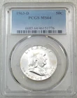 1963-D Franklin Half Dollar PCGS MS64 90% FBL Frosty New Holder PQ #P275D