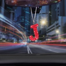 Red Crystal Pendant Rear View Mirror Ornament Bling Car Accessories