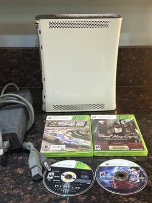 Microsoft Xbox 360 White 12.1A with Power Cable and 4 Games Jasper Model Tested