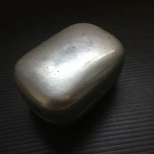Vintage W.S.I 1945 CC1114 English Military Aluminum Soap Box of Convex shape
