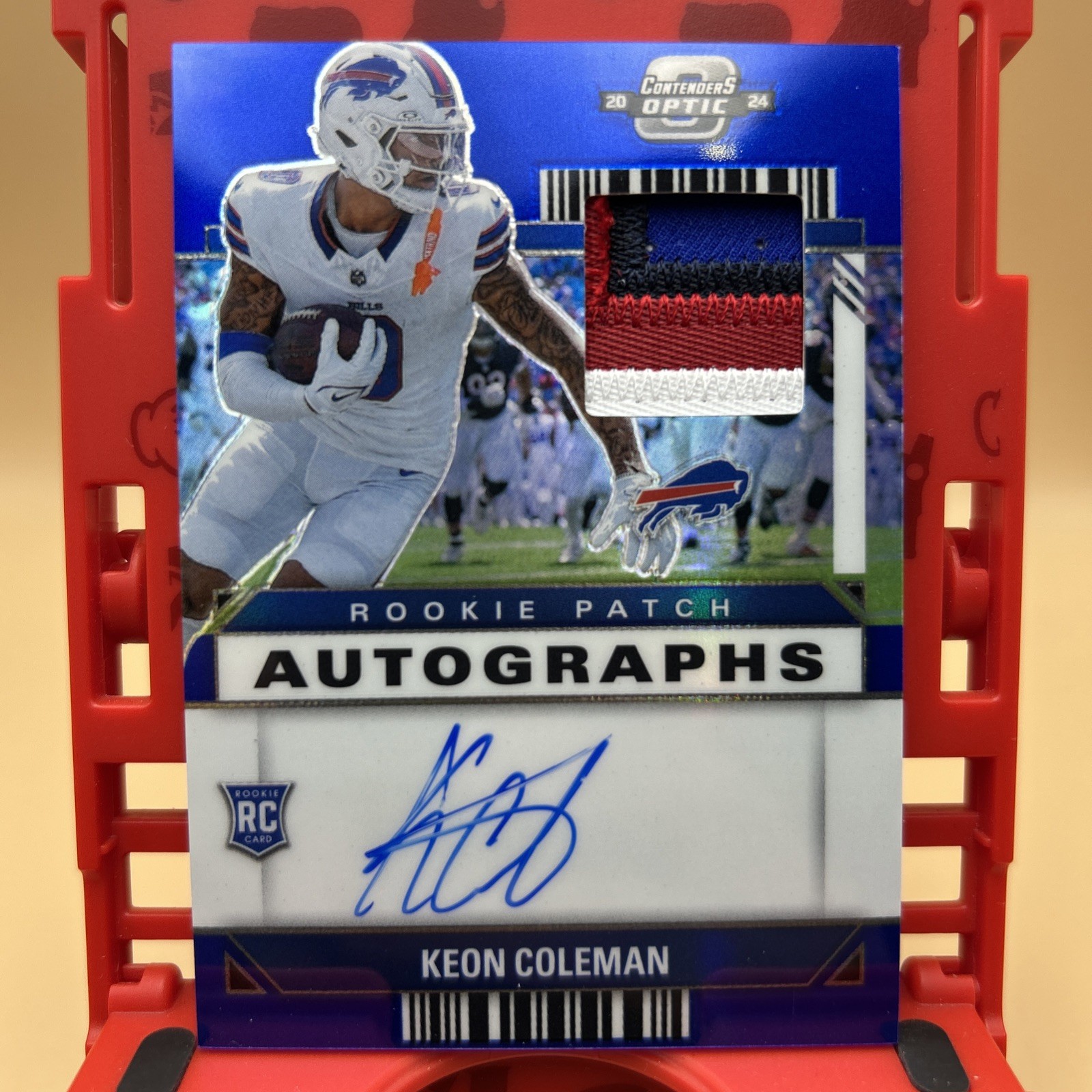 2024 Panini Contenders Optic KEON COLEMAN /50 RPA Blue Prizm RC 4-Color On Card