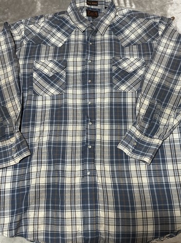 Chemise Western Cowboy Plains Western Wear Homme XL Noire à Carreaux Snaps