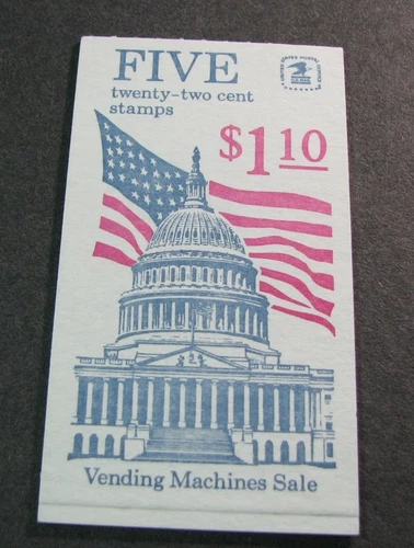 US Stamp Booklet  Scott# BK 144 Flag Over Capitol P#1  1985 MNH  H382