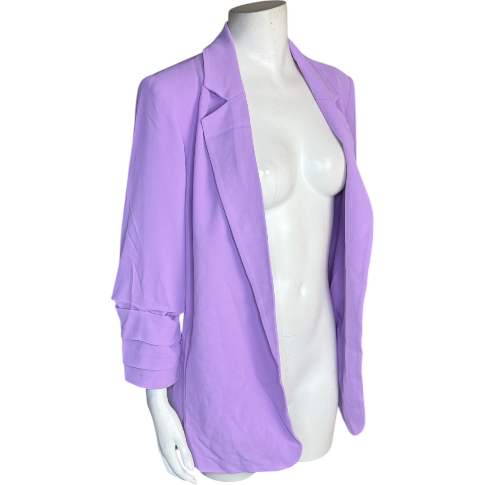 nicole by Nicole Miller Stretch Crepe Blazer with Ruched Sleeves Liliac Small