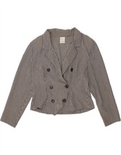 VINTAGE Womens Double Breasted Blazer Jacket UK 14 Large Black Gingham AC05