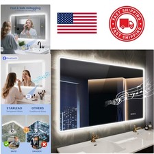Wall Mounted Bathroom Mirror 40 Inch x 28 Inch with Bluetooth and Modern Style
